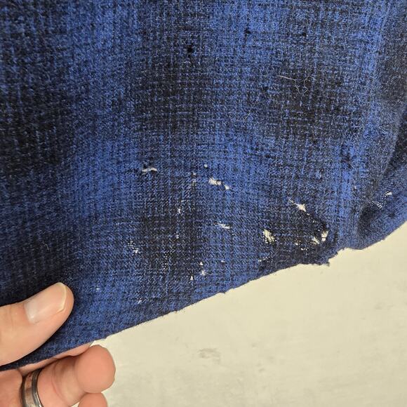 HOLES Pendleton Shirt Mens Medium Blue Plaid Virgin Wool Button Down Long Sleeve - Picture 6 of 12